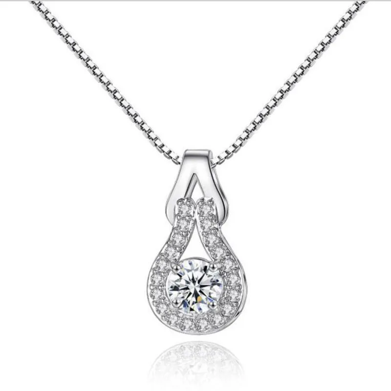 

KOFSAC New Fashion Silver Color Necklace Jewelry Luxury Zircon Cute Gourd Pendant Necklaces For Women Valentine's Day Gifts