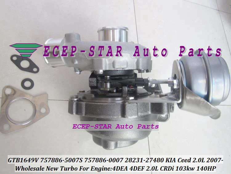 GTB1649V 757886 757886-5007 S 28231-27480 турбо Турбокомпрессор для Hyundai Santa Fe Tucson для KIA Sportage D4EA 2.0L