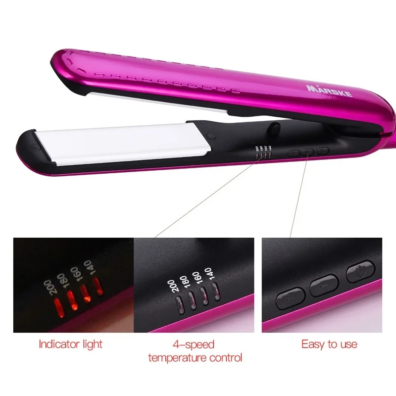 MARSKE 2 in 1 Ceramic Hair Straightener Temperature Adjustable Straightening Iron Straight Plate Flat Curler Styler | Красота и