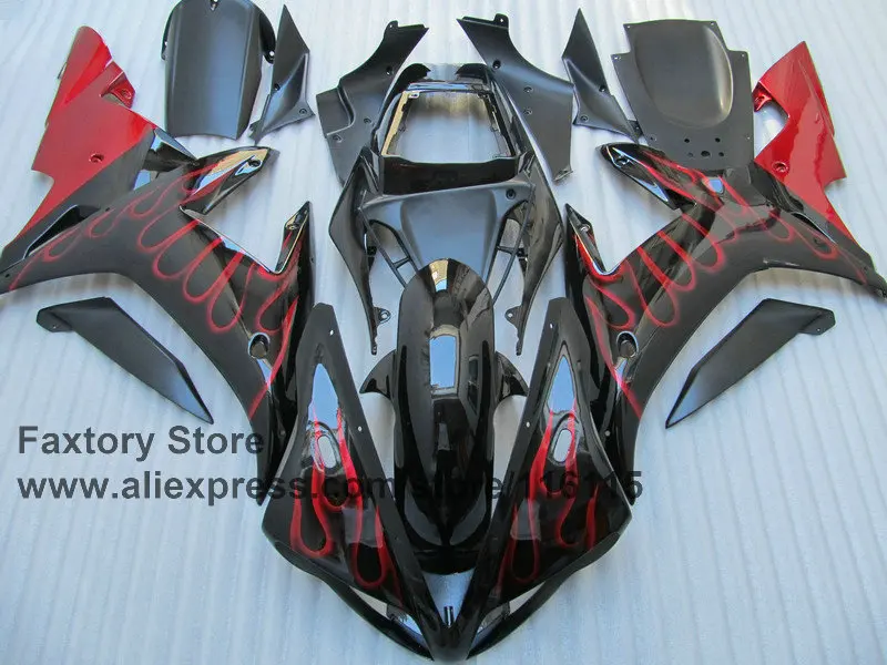 100% полный набор обтекателей для YAMAHA YZF R1 2002 2003 комплект 02 03 красное пламя запасные