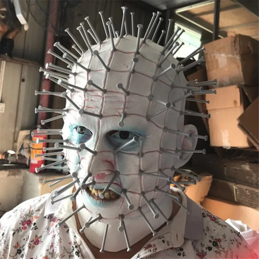 Фильм Hellraiser маска Ужас косплей костюм реквизит Хэллоуин маска полное лицо взрослых ногтей маска