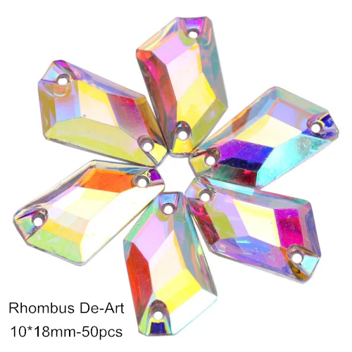 10x18mm-50pcs Смола Кристалл AB смолы Круглые пришивные стразы с плоским основанием пришивные стразы для одежды B3649 - Цвет: 10x18mm-50pcs