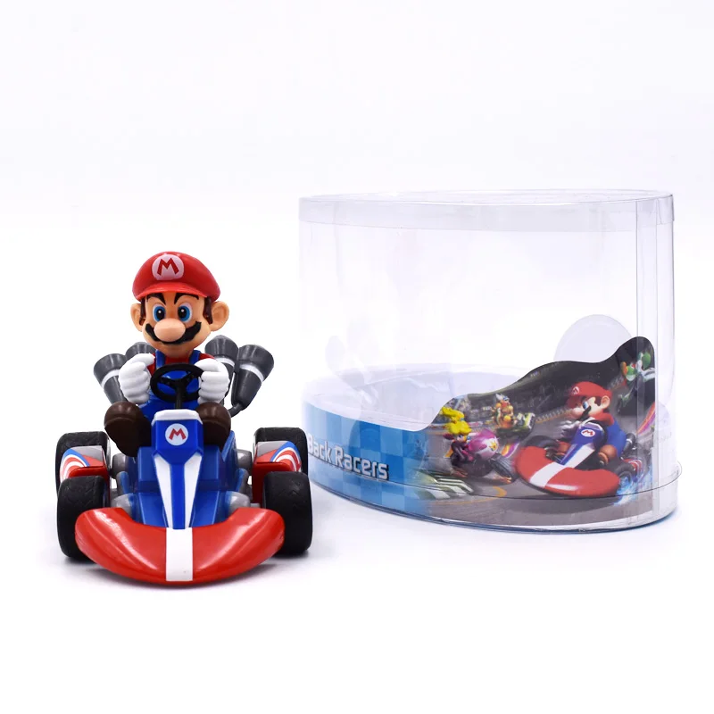 Аниме Mario Bros Kart Pull Back машинки фигурки 13 см Марио Луиджи Йоши динозавры Ослик Конг Bowser принцесса жаба ПВХ Figma