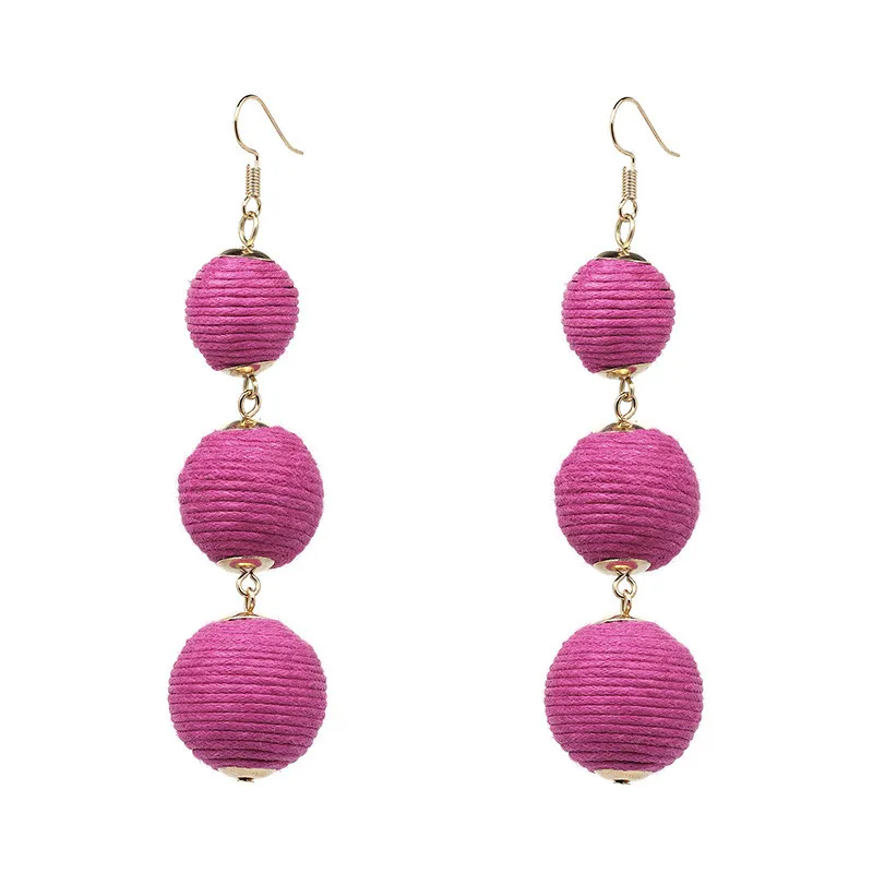 Новинка 2017 года шимми тройной мяч нити Завернутый Серьги мотаться Bon Цвет pom шары