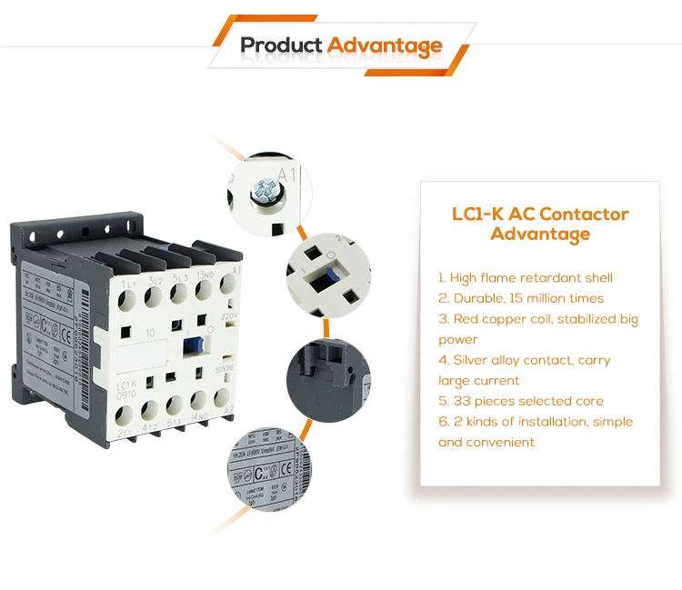 GB14048.4 CJX2-K/LC1-K 0910 3 фазы 24 в 48 в 110 В 220 в 240 в компрессор 3-полюсный магнитный контактор переменного тока от производителей