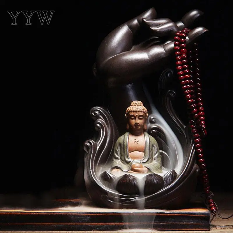 

White Ceramic Guanyin Backflow Incense Burner Monk Buddha's hand Incense Burner Censer Tower Use In The Home Office Teahouse