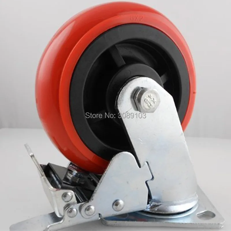 4 шт ПВХ/ПУ красный корейский дюймовый сверхмощный мебельное колесико из пвх