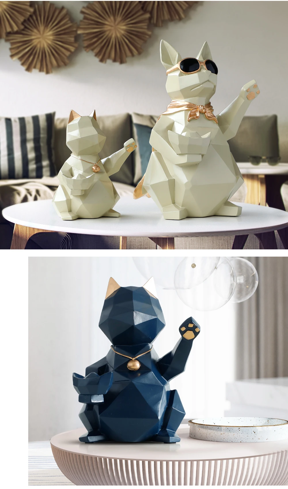 Фигурки кошек, собак, фигурки из смолы, фигурки животных, миниатюрные милые украшения для дома, офиса, украшение, чаша для хранения, резная коллекционная