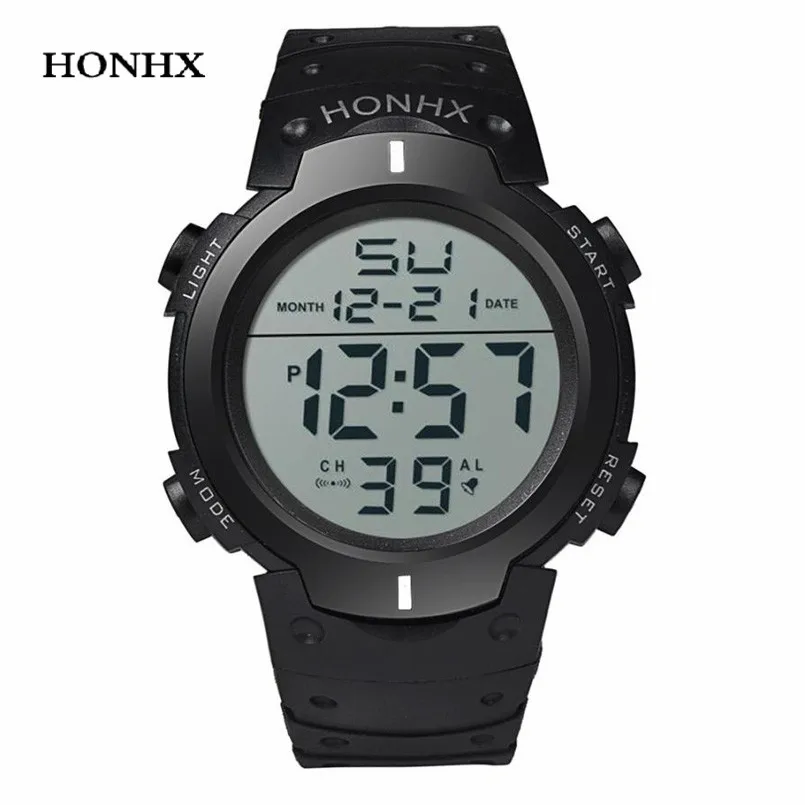 White HONHX Топ Модный бренд мужские часы светодиодный мужские роскошные повседневные часы мужские водонепроницаемые спортивные цифровые часы relogio masculino saat - Цвет: White