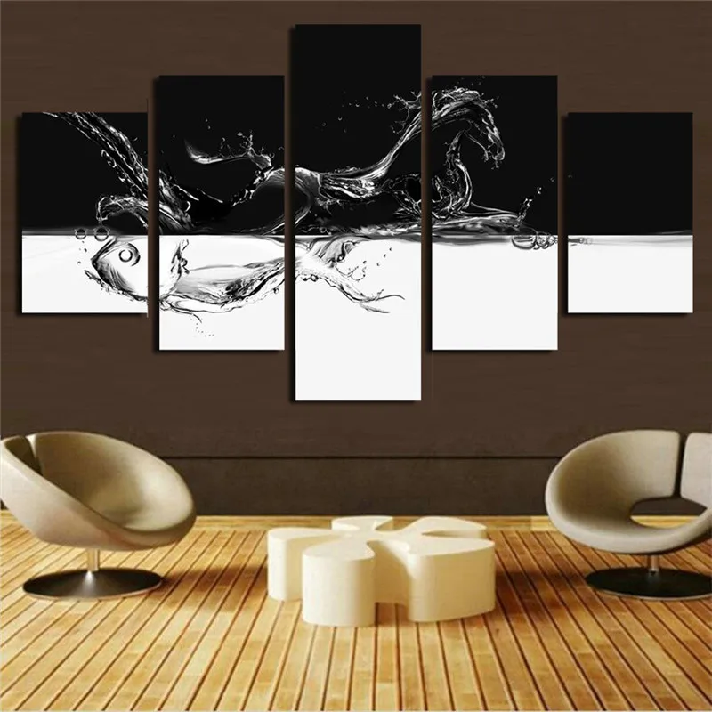 Креативные водные лошади и рыбы 5 панелей настенные художественные картины на