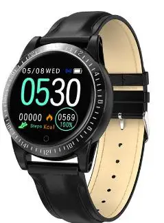 Ak19 IP68 Водонепроницаемые Смарт-часы для мужчин сердечного ритма smartwatch Браслет фитнес-трекер relogio Mp3 смарт-браслет спортивные часы - Цвет: black leather