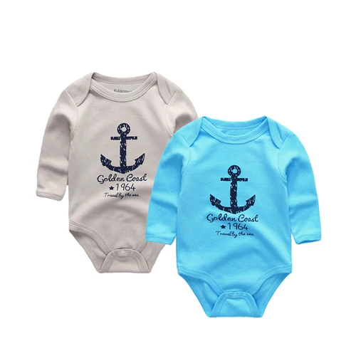 boat anchor pattern ; 2 шт/лот; Детский комбинезон высокого качества из хлопка с круглым вырезом и длинными рукавами; Одежда для новорожденных; Детский костюм для мальчиков - Цвет: boat anchor pattern