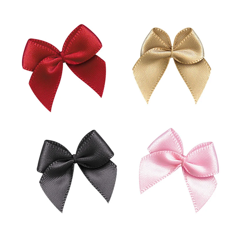 50Pcs Hand Satin Ribbon Bows DIY Craft Supplie Wedding Party Decor Gift Packing Bowknots Sewing Headwear Accessories Appliques