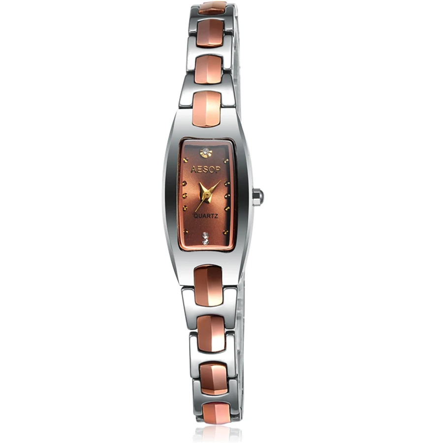 Rose gold Silver AESOP Women Watch Top Brand Luxury Waterproof Ladies Quartz Watch Stainless steel gold Watch Bracelet Women Watch - Цвет: Rose gold Silver