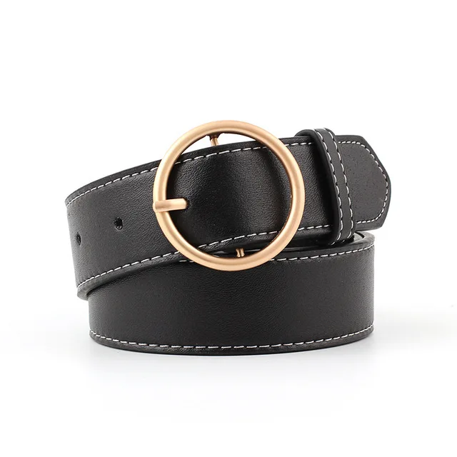 Womens Belts Golden 90-110x3.3см женские ремни модные женские дизайнерские золотые металлические ремень с круглой пряжкой черный серебряный ремень поясной ремень для женщин джинсы Cintos - Цвет: Womens Belts Golden