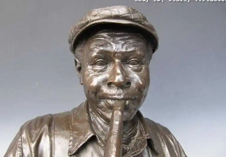 Африка Искусство Чистая Бронзовый Резные саксофон Статуя Человека | Дом и сад