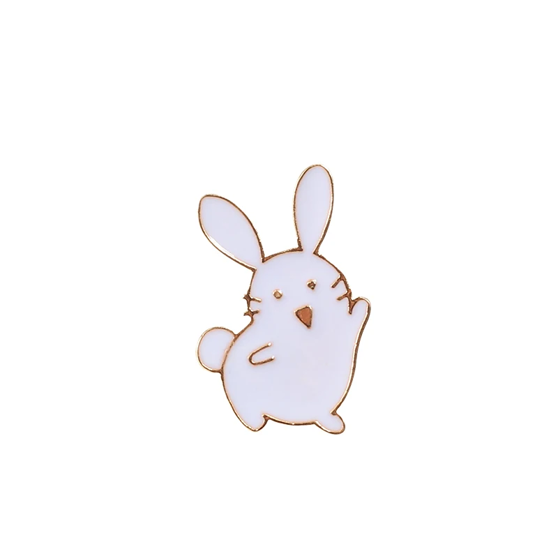 rabbit Мультфильм Милая Кнопка кошка кролик брошь рыбья кость ножницы эмаль булавка пряжка дамы пальто нагрудные значки с животными дети ювелирные изделия подарок - Окраска металла: rabbit
