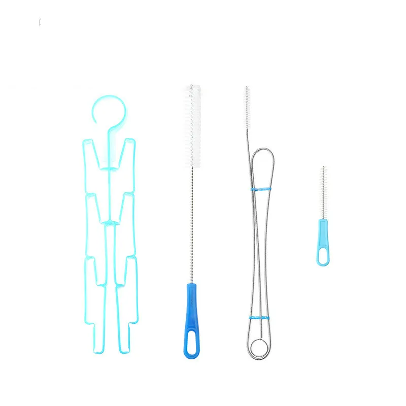 

4pcs drinking Water bag hair Brush Pipe nozzle stainless Steel Spring drying hanging frame