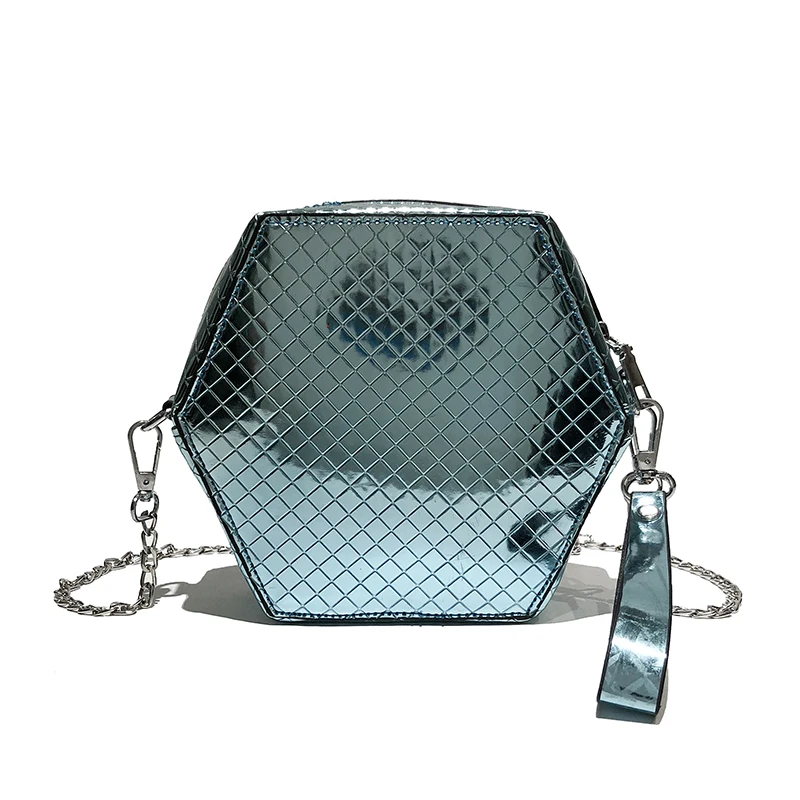 Голограмма лазерная сумка-мессенджер с цепочкой женская сумка через плечо