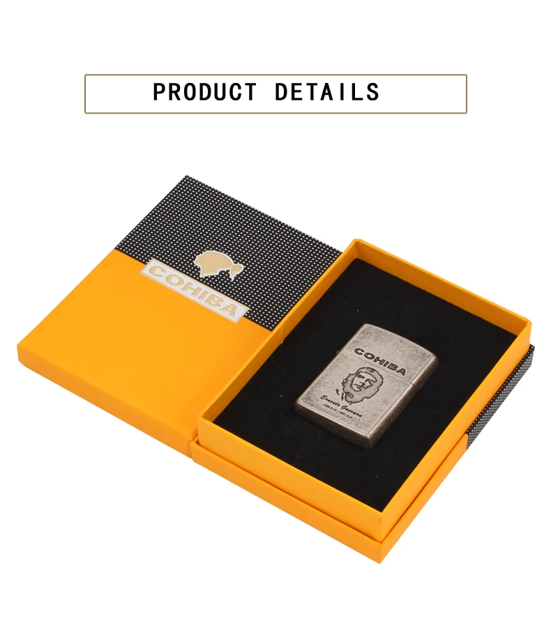 COHIBA металлические зажигалки ветрозащитный 2 струйный фонарь для сигар легче, чем газ-бутан Прикуриватель многоразового синего пламени W/Подарочная коробка