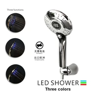 led 3 colors water powered led temperature shower head digital display handheld bathroom shower head showerhead water sprayer