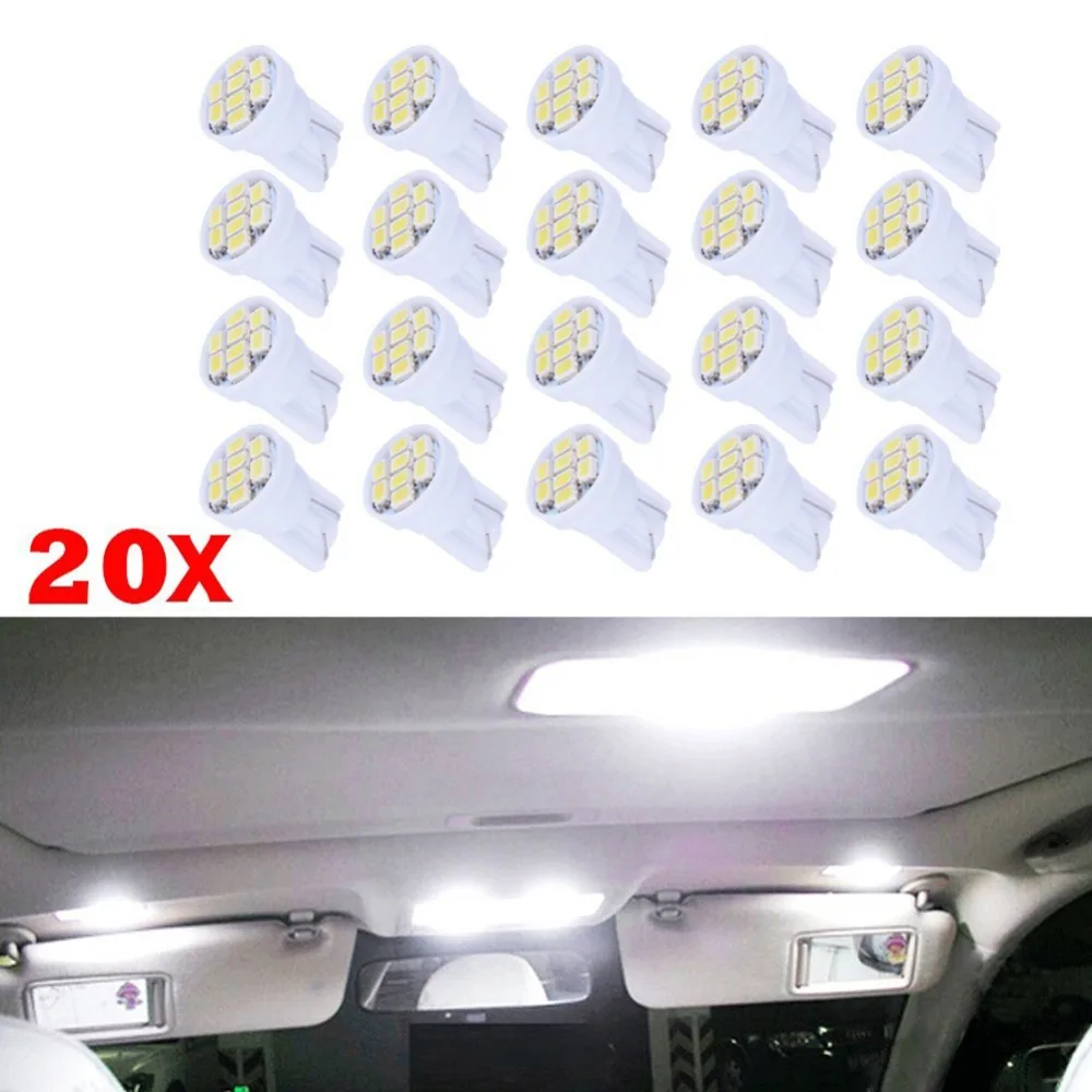 20 шт./лот AC/DC 12V Белый T10 1210 8SMD LED номерных знаков сигнальные лампочки 194 168