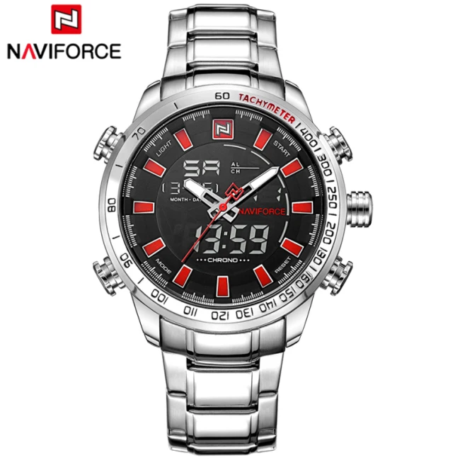 SBR NAVIFORCE Luxury Brand Men Military Sport Watches Men's Digital Quartz Clock Full Steel Waterproof Wrist Watch relogio masculino - Цвет: SBR