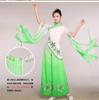 green gradient color goshibo dance costume classical folk dance modern dance fan and umbrella dance costume hair piece