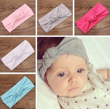 

Baby Tie Knot Headband Knitted Cotton Children Girls elastic hair bands Turban bows for girl Headbands Summer bandeau bebe