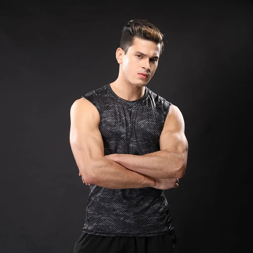 Облегающий жилет без рукавов бегунов тренировочный топ для бега мужские