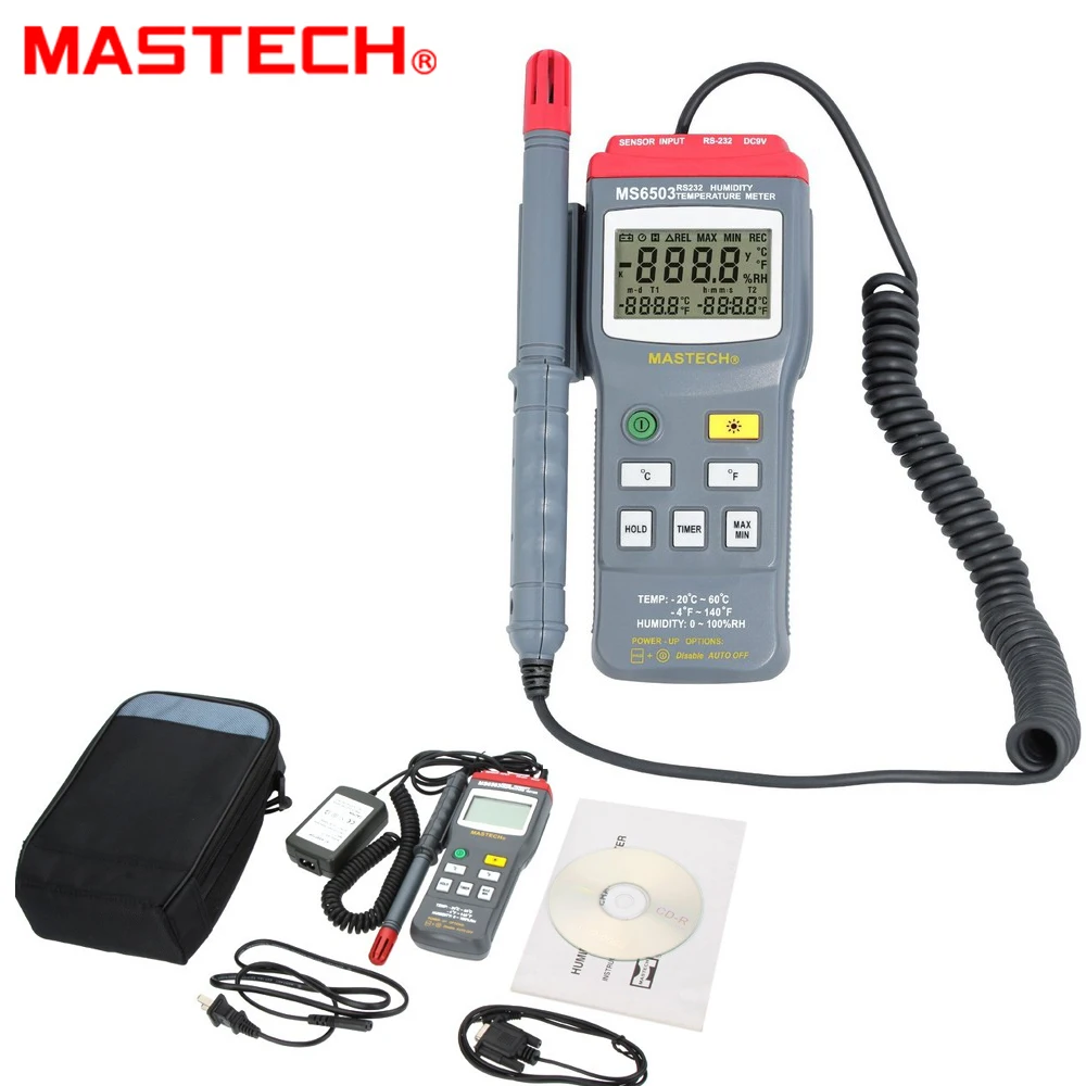 

Mastech MS6503 Digital Thermometer Hygrometer LCD Display RS232 Interface Humidity Meter