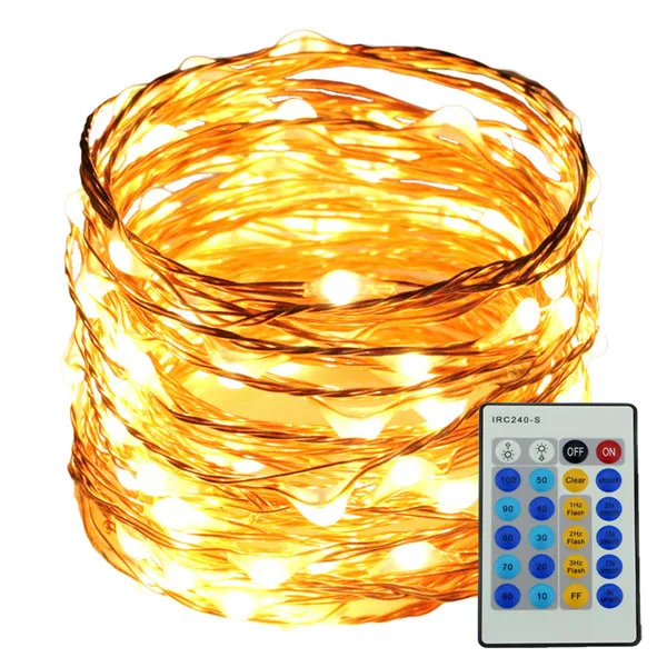 Warm white 50 м 164FT 500LED наружные гирлянды Звездная Фея медные светильники с пультом дистанционного управления Рождественские Свадебные Праздничные огни - Испускаемый цвет: Warm white