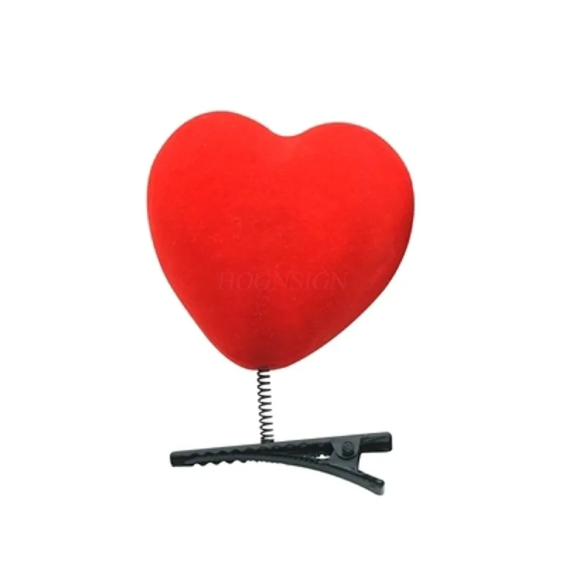 2 шт. Детские милые заколки для волос с большим красным сердечком пружинная