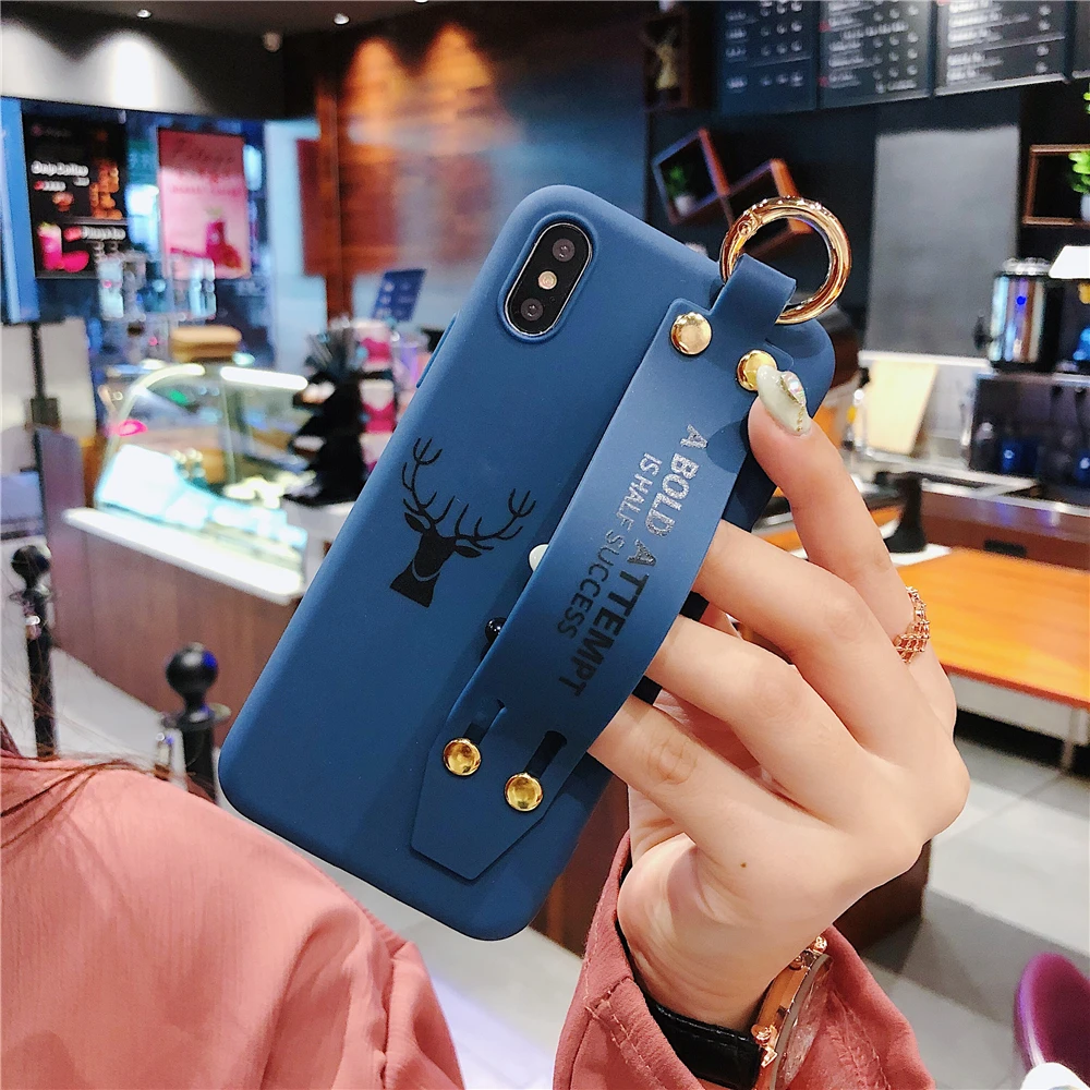 Высокое качество кольцо ремешок чехол для iPhone X XS MAX XR простой Олень 7 8 6 S Plus Мягкий
