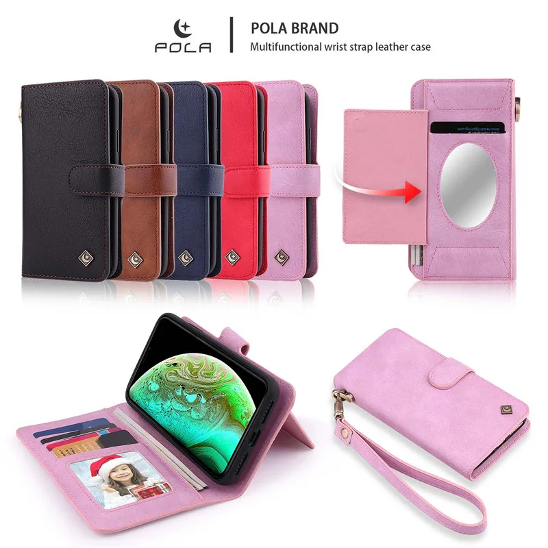 

for iphone xs max case iphone 8 plus cover xr Large Capacity Luxury Leather Clutch Wallet Card Holder Organizer Ladies Purse ip7