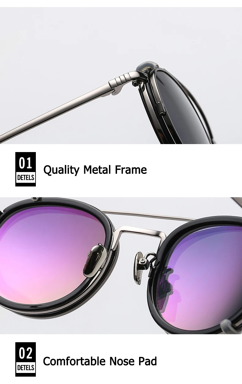 JackJad SteamPunk Style Lens Removable Polarized Sunglasses Clip On Vintage Round Metal Eyewear Sun Glasses Oculos De Sol 2776