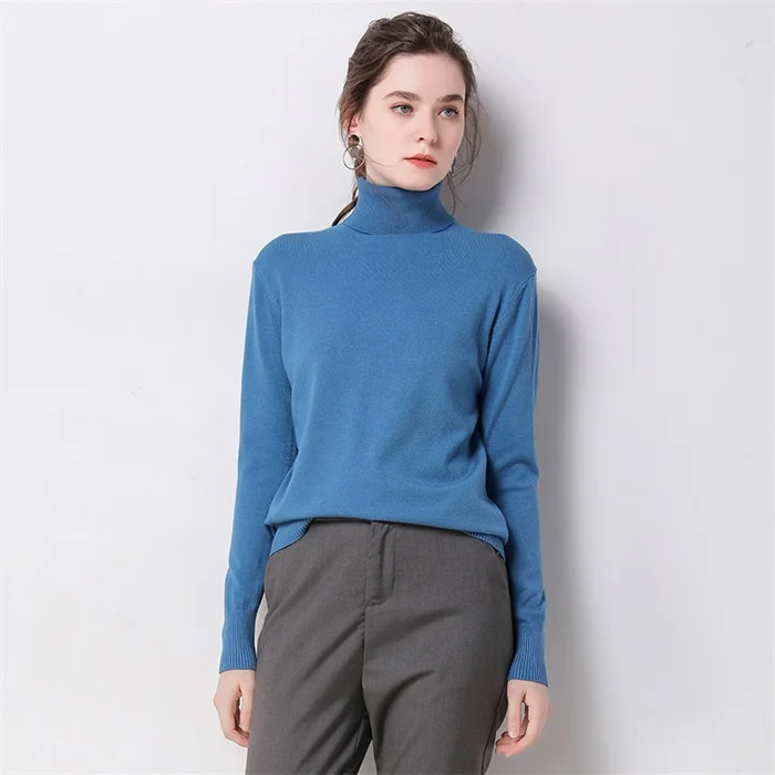 blue Autumn Winter sweater women turtleneck cashmere sweater knitted pullover women sweter fashion sweaters new Plus Size tops - Цвет: blue