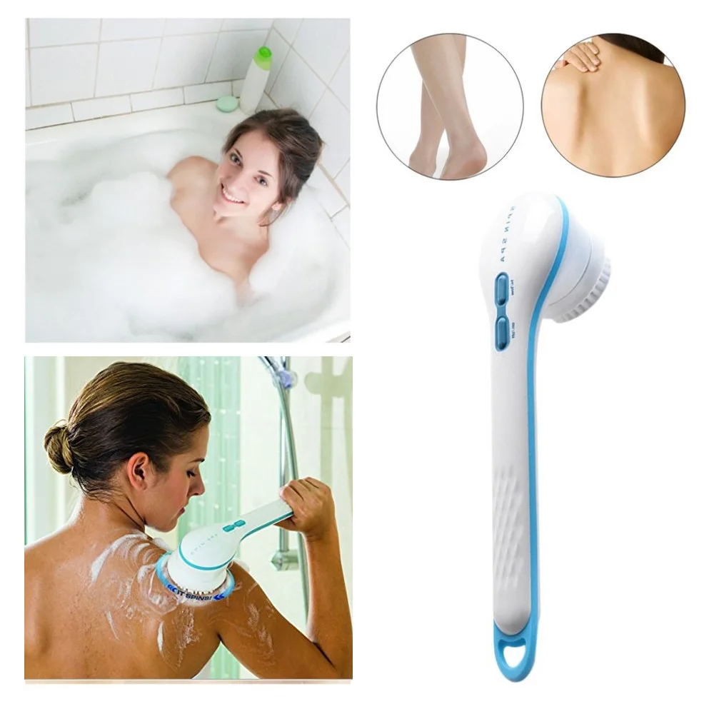 5 in 1 Electric Bath Brush Handheld Scrub Spin SPA Cleaning Shower Massage Tool Relieve Fatigue Body Bathing Brushes sponge