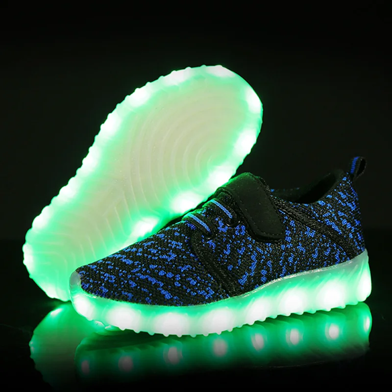 Hook &amp Loop Kids Glowing Shoes Boys Girls Flash Led Light Muti Color Children Luminous Sneakers | Детская одежда и обувь