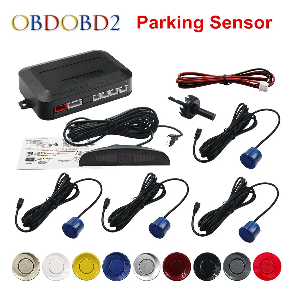 4 Sensors Buzzer 22mm Car Parking Sensor Kit Reverse Backup Radar Sound Alert Indicator Probe System 12V 9 Colors Free Ship | Автомобили и