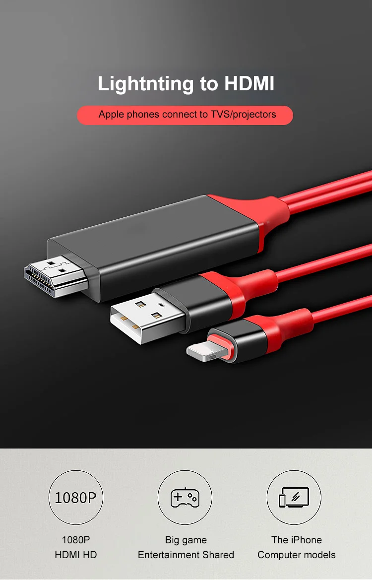 Hdmi Ios для lightning hdmi-кабель HD 1080P hdmi конвертер Кабель-адаптер USB кабель для HDTV цифровой AV для iphone HDMI