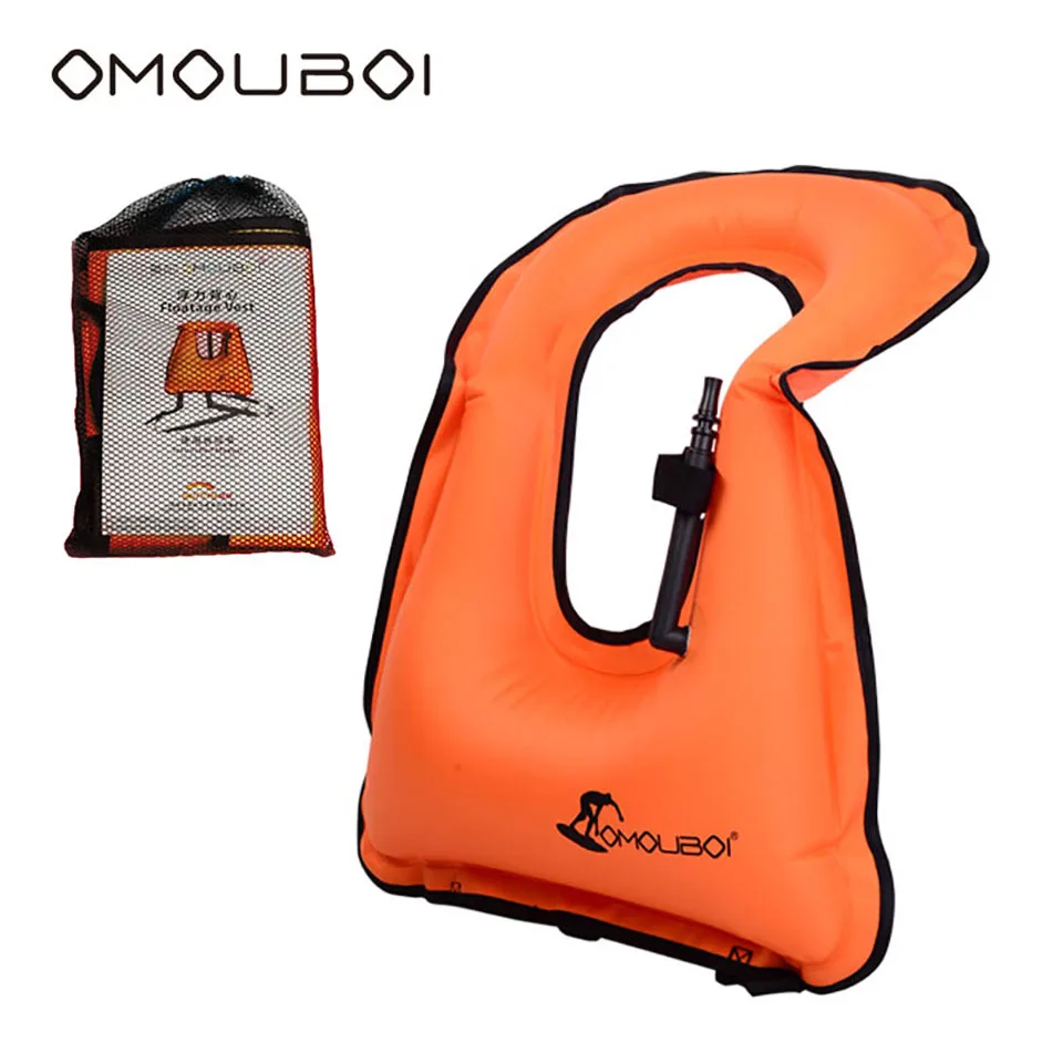 OMOUBOI Оранжевый над головой плавательный жилет надувной поплавок безопасности жизни с водонепроницаемым набором для макияжа в органайзере для детей.