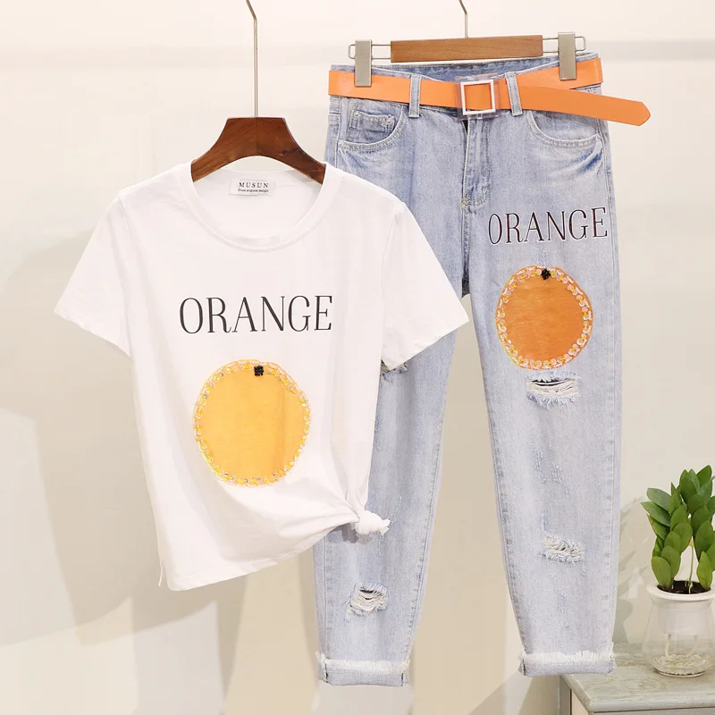 Летняя одежда для женщин комплект из двух предметов 2019 модная повседневная