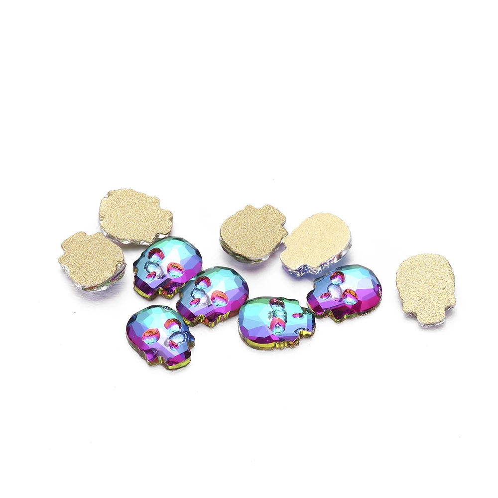 Стразы для дизайна ногтей 5 шт. стеклянные стразы в виде головы черепа украшения
