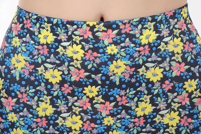 ML7605 дешевые элегантные женские леггинсы с ярко-желтым цветочным принтом |