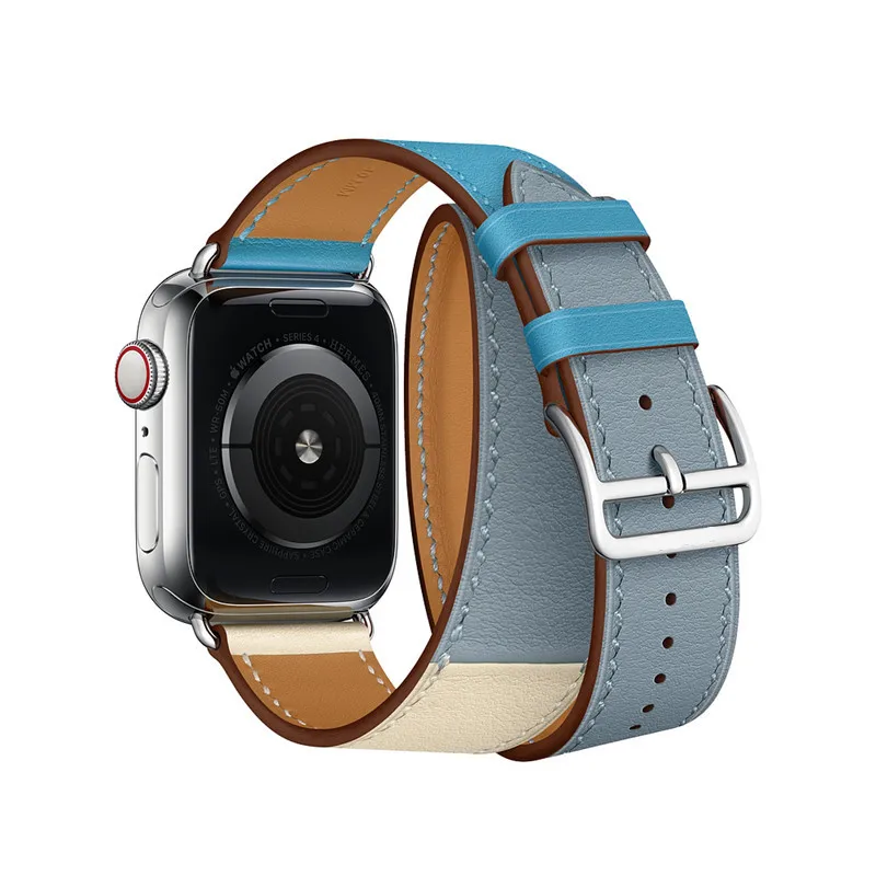 Для Apple Watch версии 6 5 4 3 2 1 SE Swift кожаный двойной один за туром ремешок для наручных
