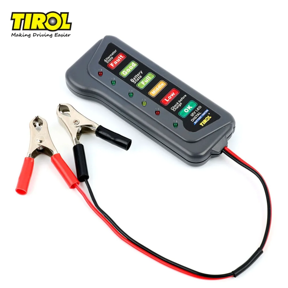 Цифровой Тестер Аккумуляторов/генераторов TIROL T16897b 12 в с 6 светодиодными