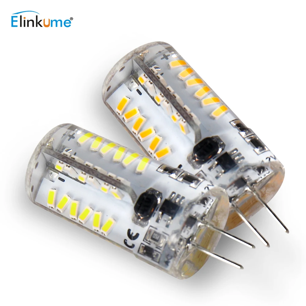 Elinkume G4 Светодиодный светильник 2 Вт 3 4 SMD3014 лампа AC/DC 12 В энергосберегающая мини