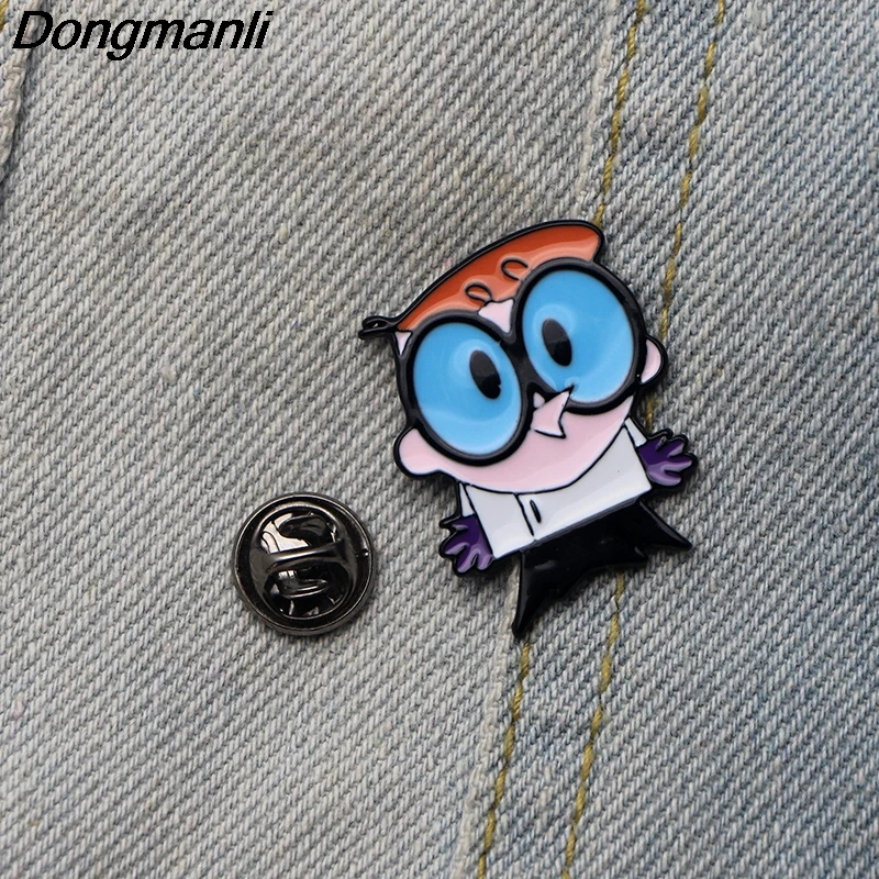 DMLSKY Dexter's Lab брошь мультфильм милый DEXTER эмалированные булавки для детей девушка значок для рюкзака Сумка воротник булавка аксессуары M2780
