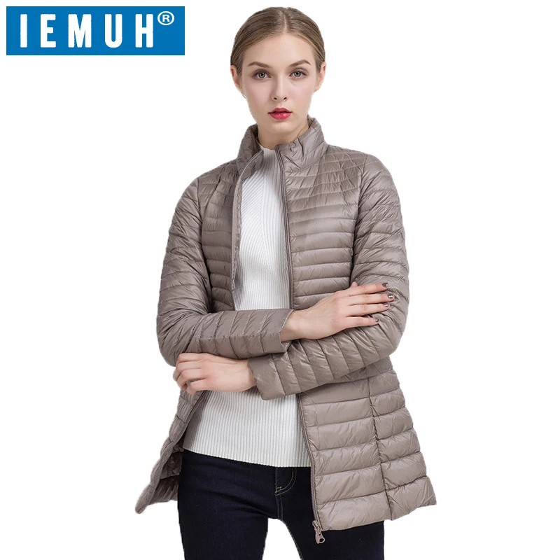 IEMUH зимняя женская пуховая куртка теплое пальто Женская Ультралегкая белая
